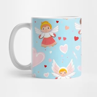 Angels blue decor pattern, angels gift ideas,pink hearts gift ideas Mug